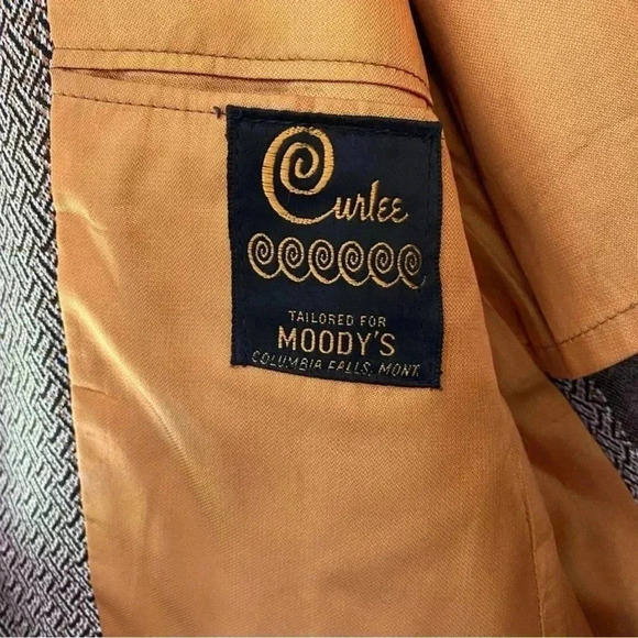 Vintage Curlee Blazer Fitted Jacket Men’s Suit Coat Houndstooth Tweed Academia - Picture 2 of 16